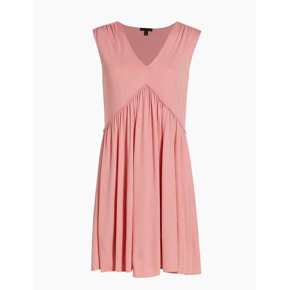 New $250 ATM Anthony Thomas Melillo Pink V-Neck Cotton Mini Dress M Medium Soft